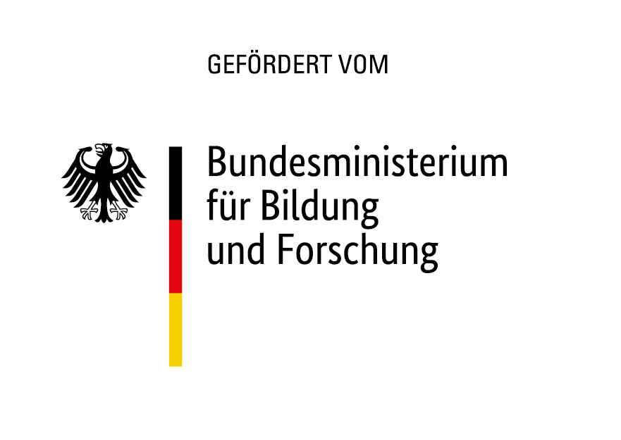 Logo des Bundesministerium für Bildung und Forschung mit dem Zusatz "Gefördert von"